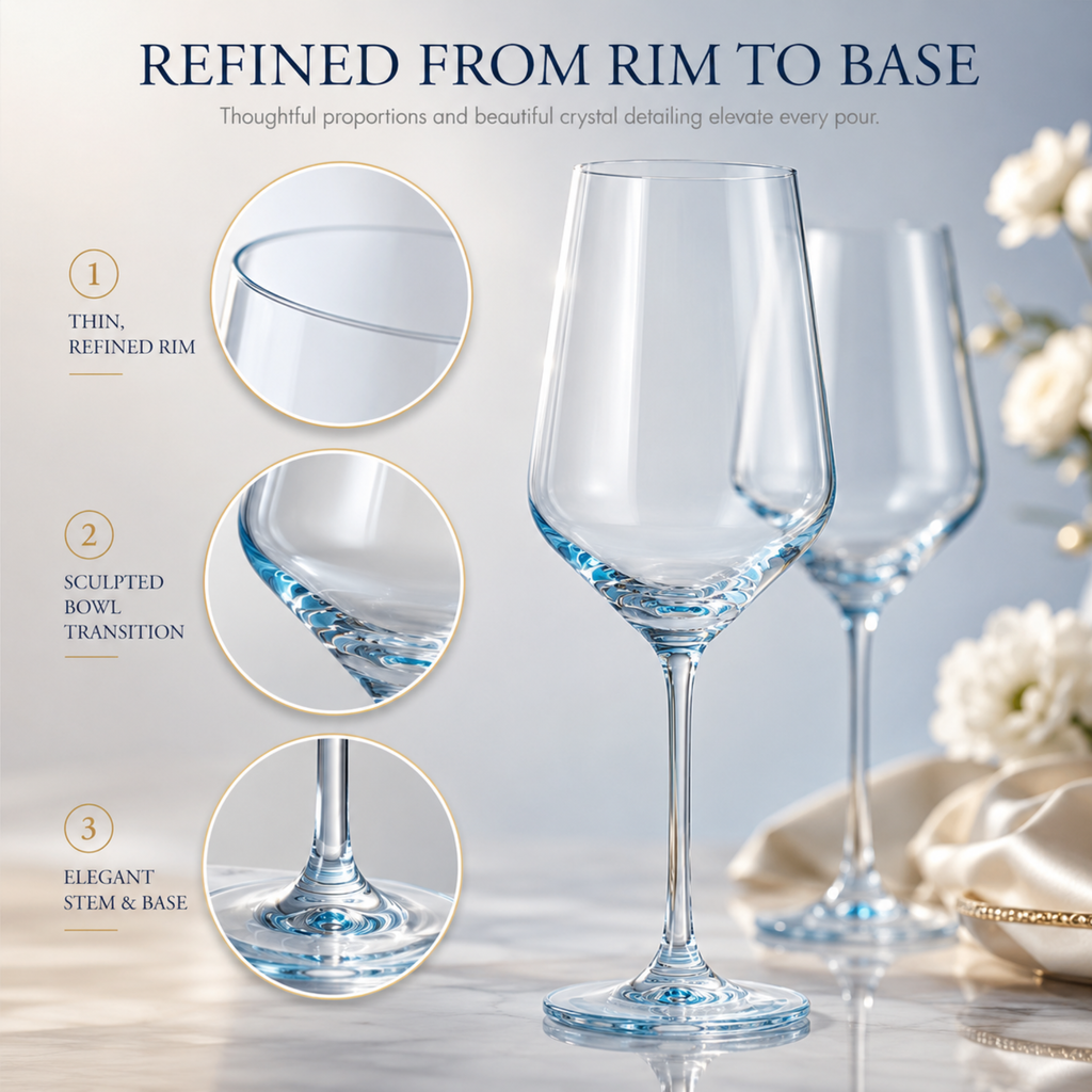 Monet Stemmed Wine Glassware, Blue, Set of 2