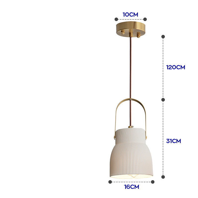 White Ceramic & Brass Pendant Light