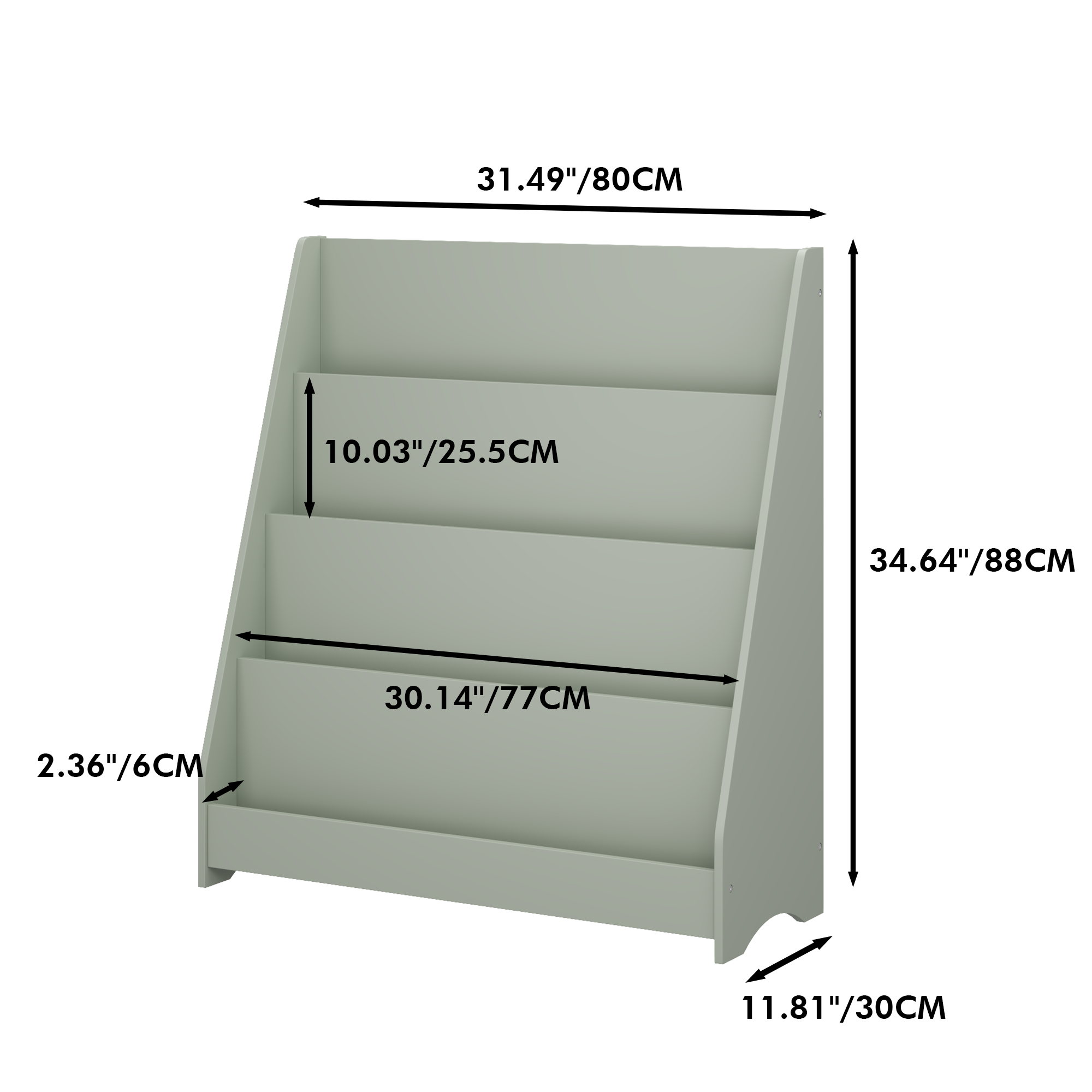 MOONRIVER 4-Tier Kids Bookshelf, Toddler Book Display Shelves, Sage (Open Box)