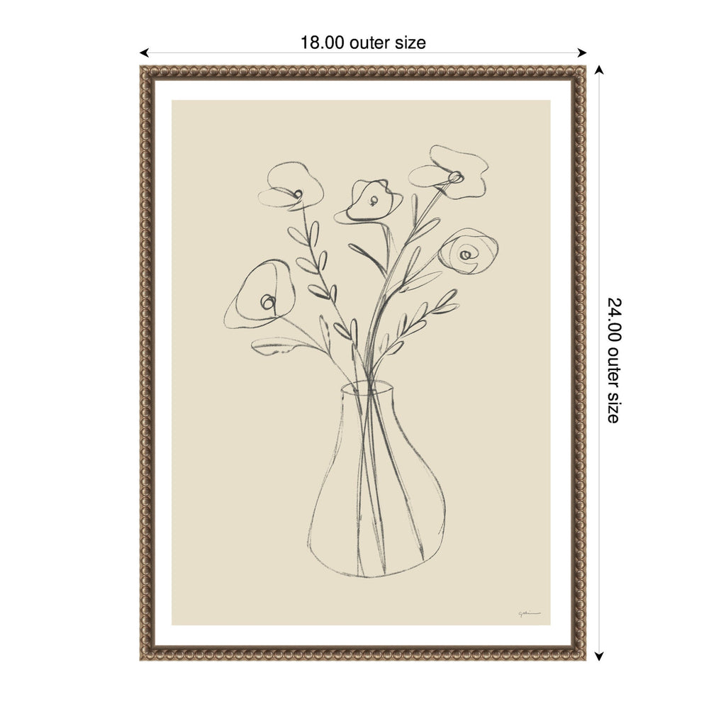 Floral Vase by Gabrielly Guedes Framed Canvas Wall Art Print