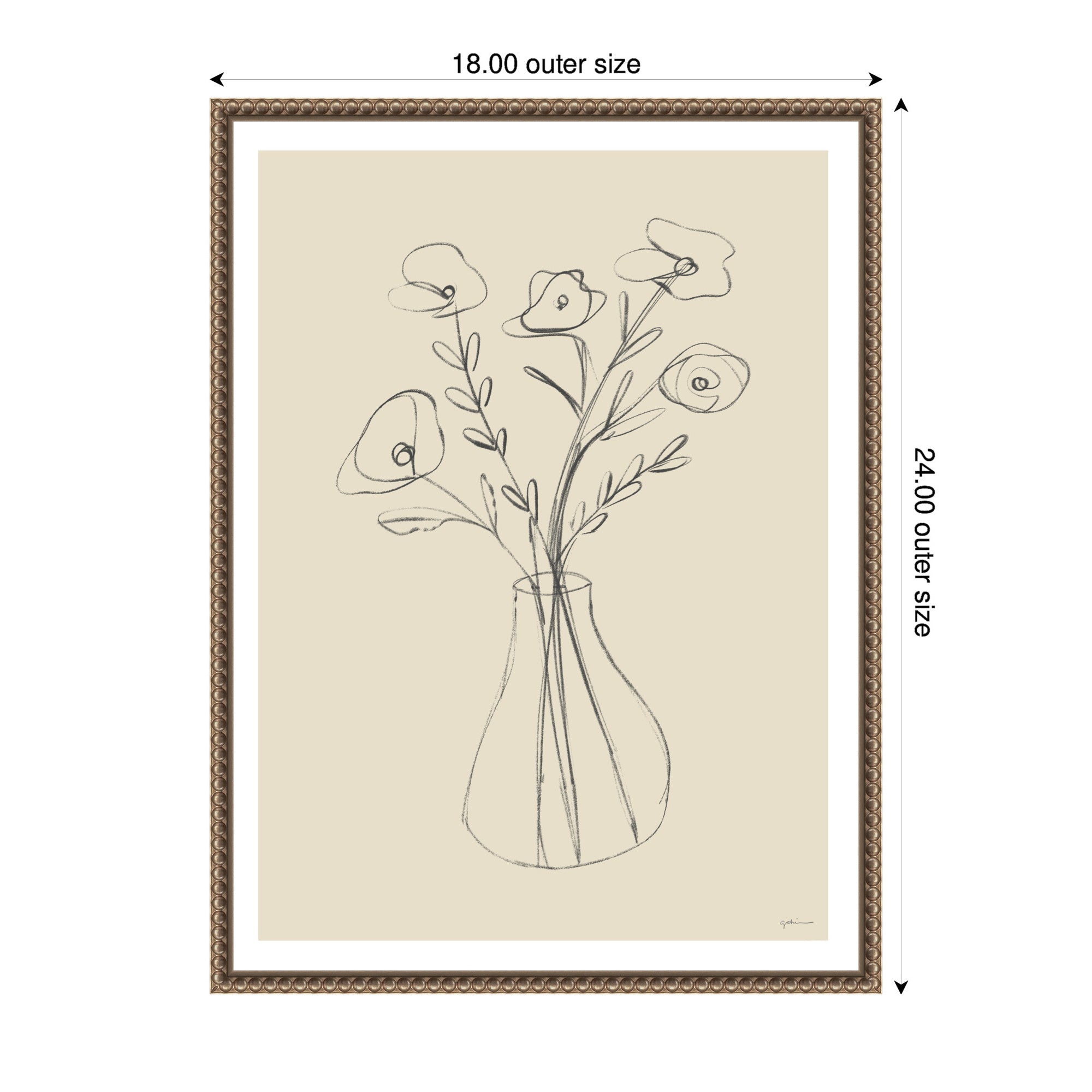 Floral Vase by Gabrielly Guedes Framed Canvas Wall Art Print