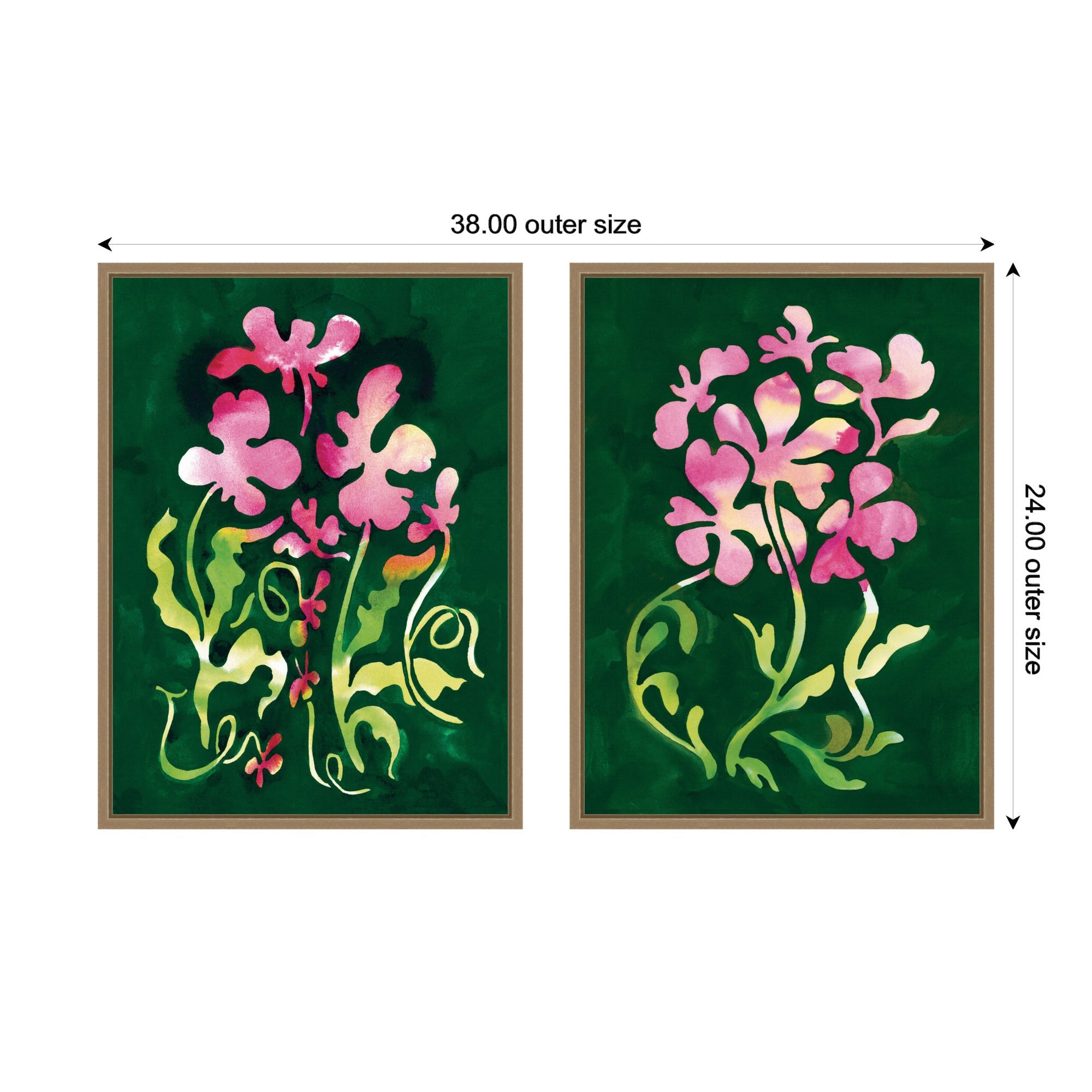 Twisting Blooms & Groovy Flowers 2 Piece Framed Canvas Wall Art Set by Lucia Gianello