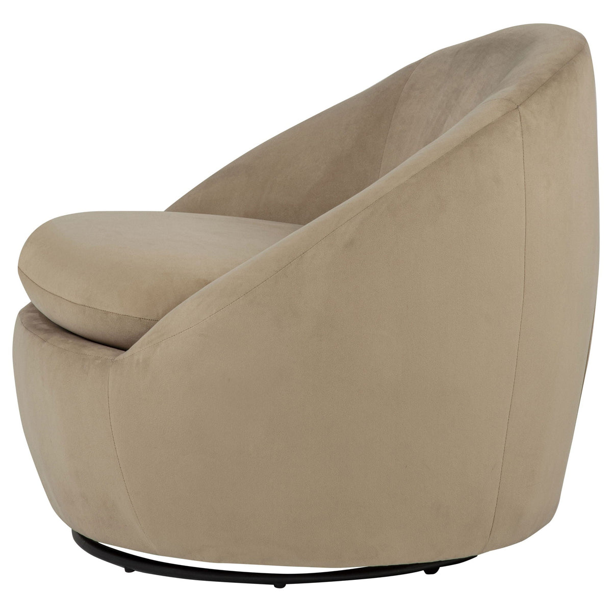 Sculptural Velvet Swivel Accent Chair — Camel