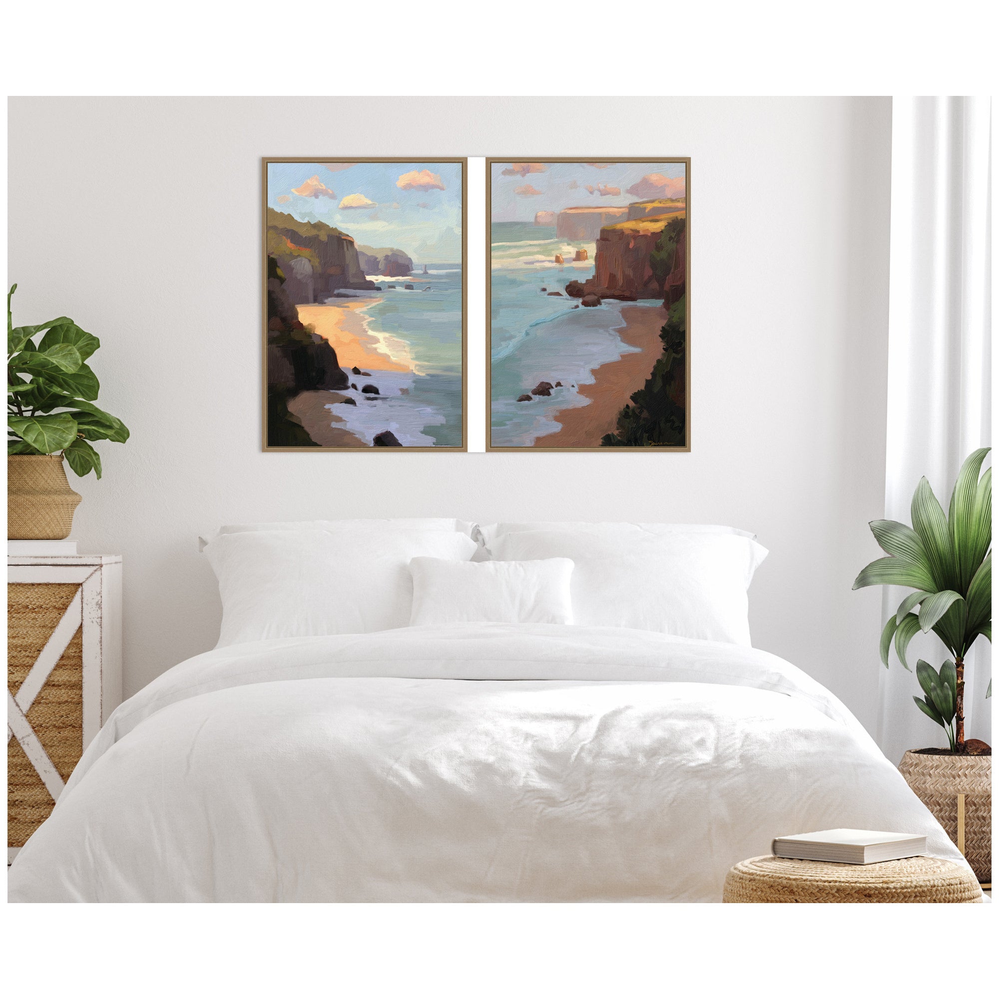 Partly Cloudy with Sunshine & Afternoon Shadow 2 Piece Framed Canvas Wall Art Set by Mary Sparrow