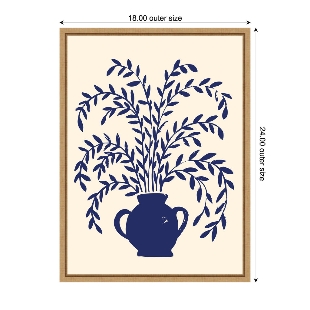 Blue Botanical Vase Aurelia 009 by Vicky Yorke Framed Canvas Wall Art Print