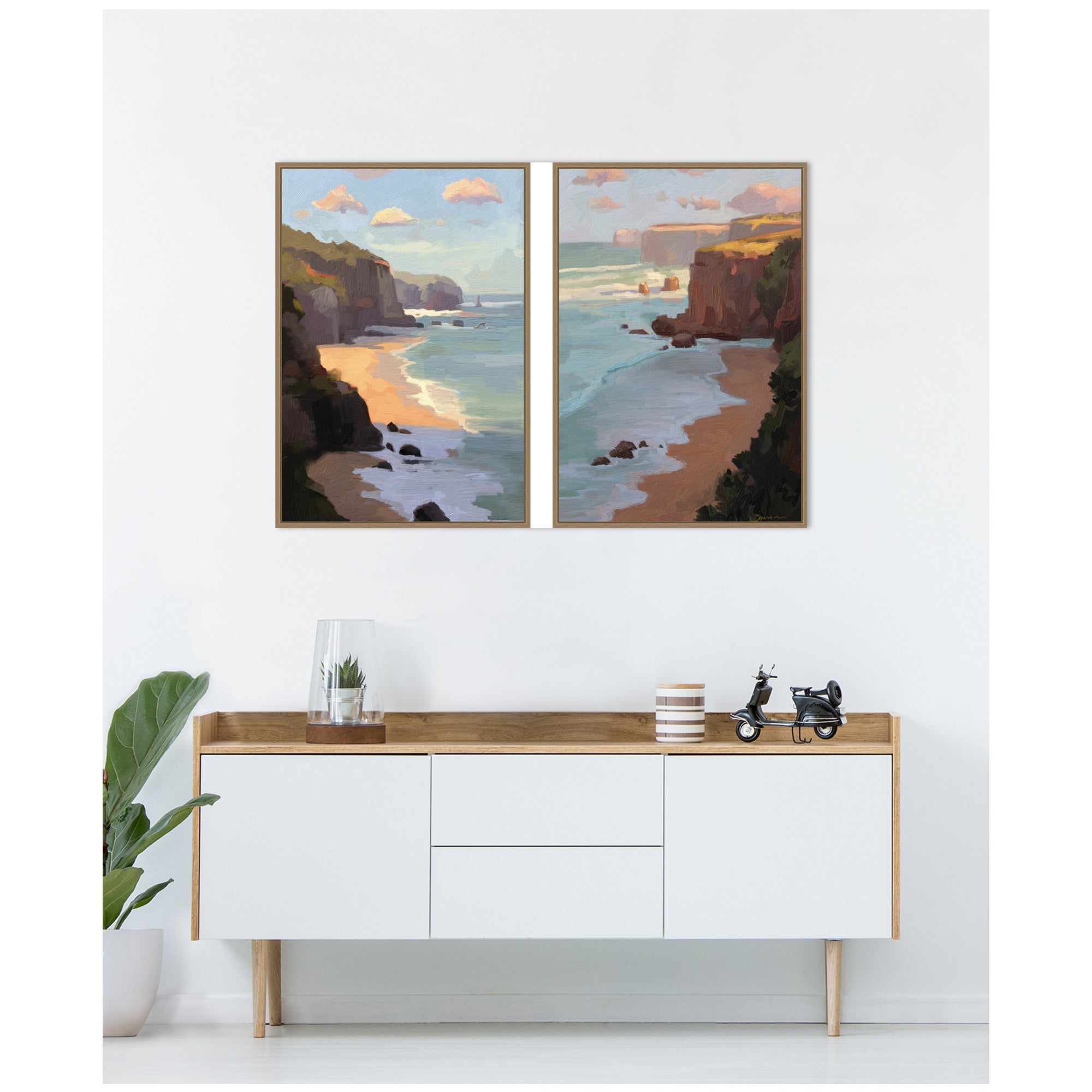 Partly Cloudy with Sunshine & Afternoon Shadow 2 Piece Framed Canvas Wall Art Set by Mary Sparrow
