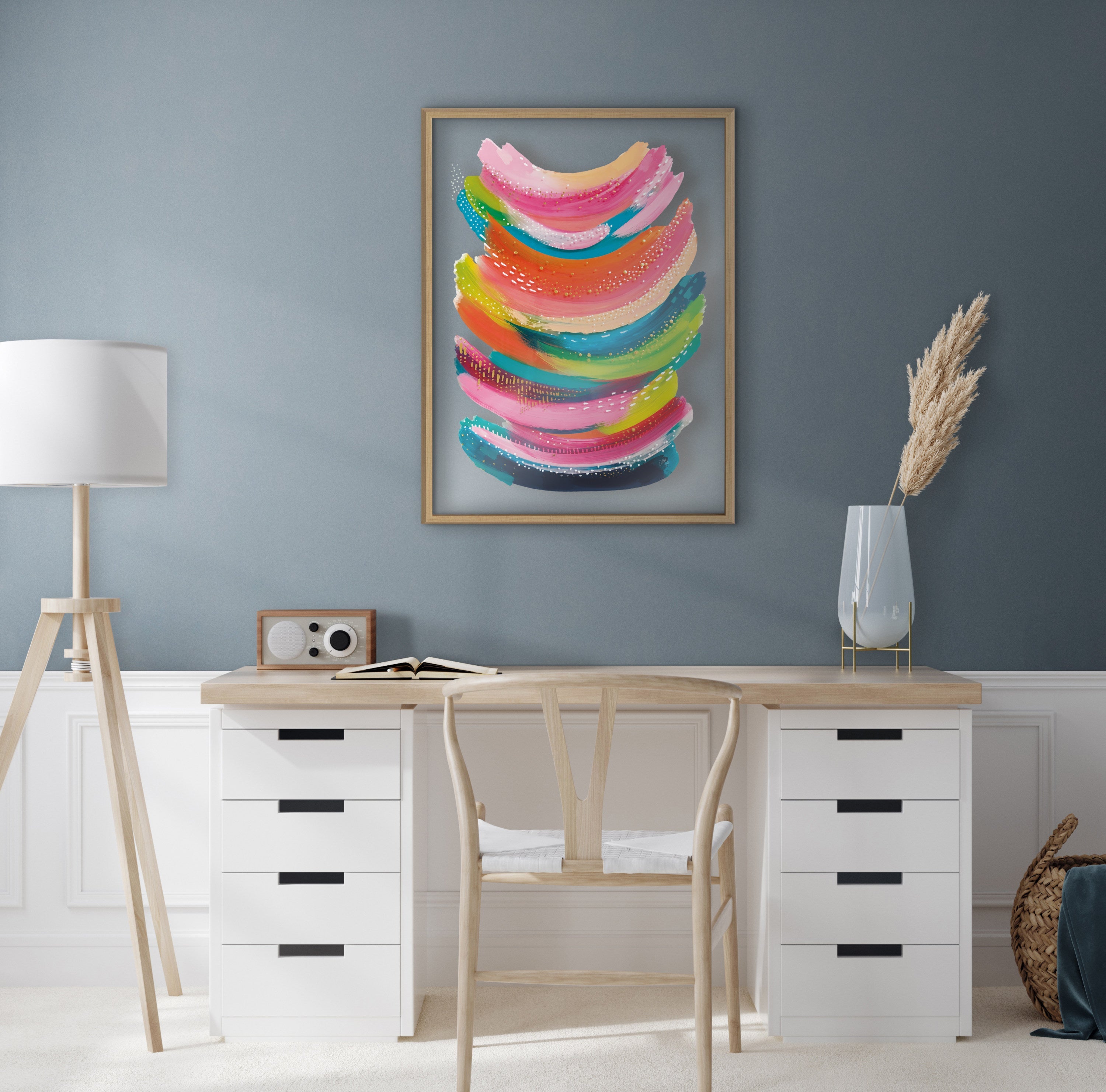 Blake Bright Abstract Framed Printed Art by Jessi Raulet of Ettavee