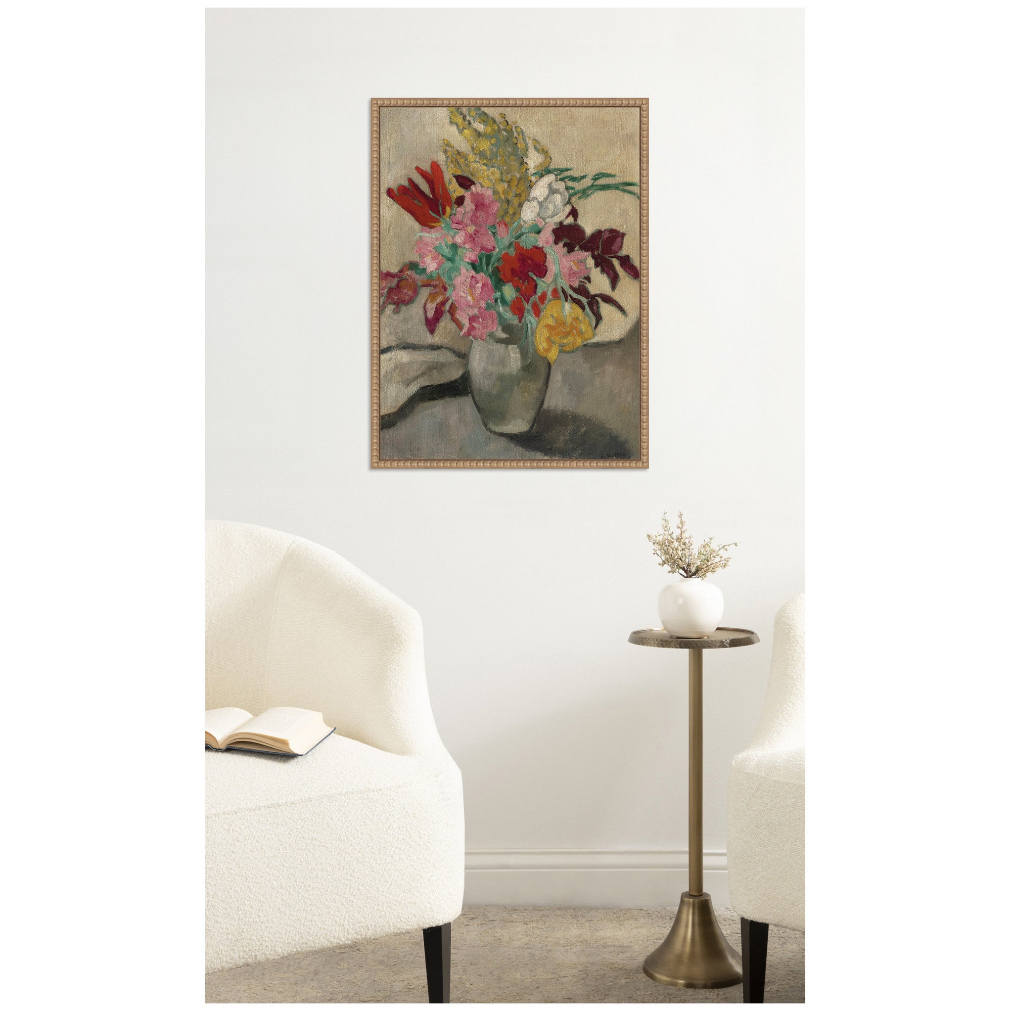 Vase avec bouquet de fleurs by Louis Valtat by Nostalgia Prints Framed Canvas Wall Art Print