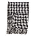 Fennco Styles Houndstooth Tassels 100% Cotton Woven Decorative Throw Blanket, 50" x 60", Black and White