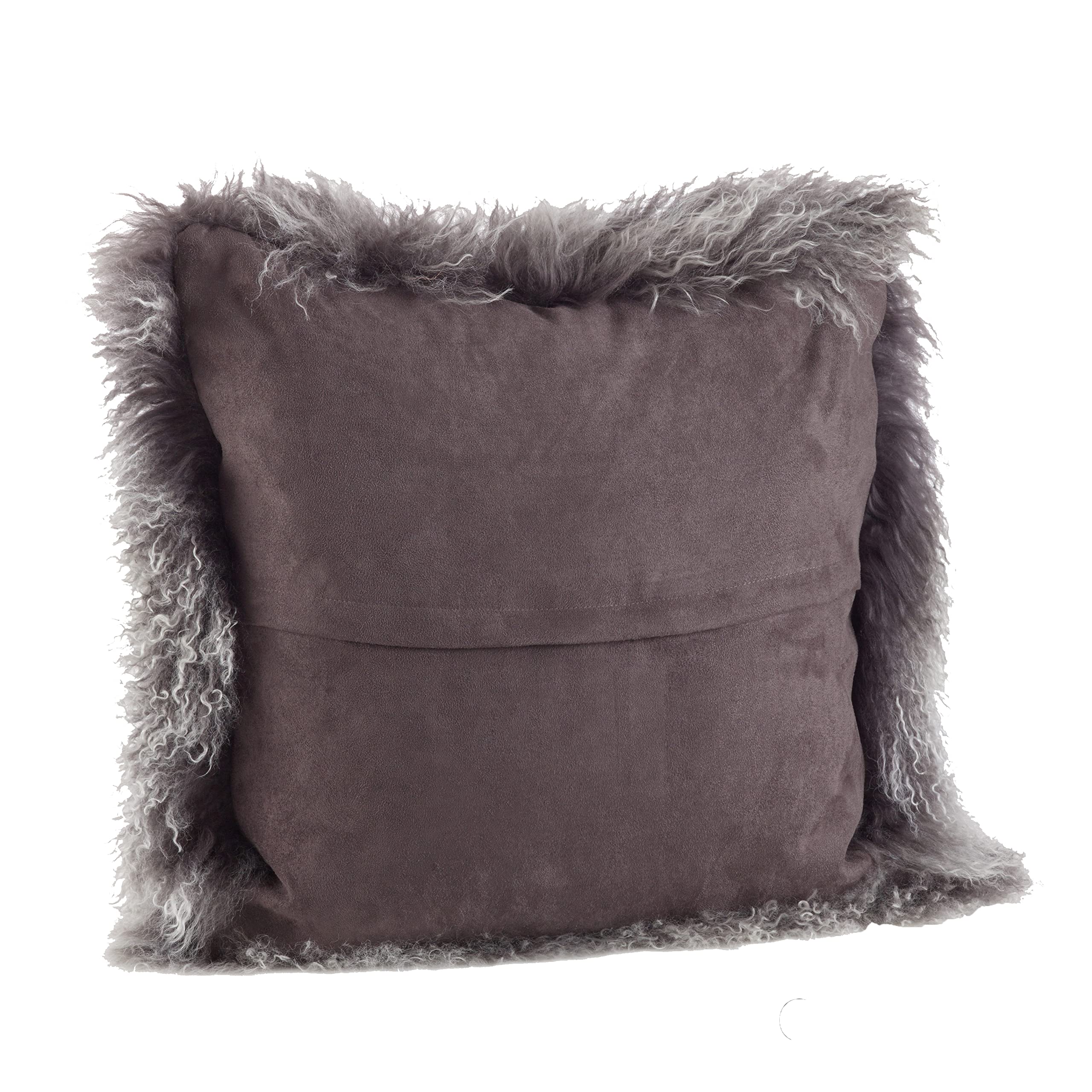 Fennco Styles Genuine Mongolian Lamb Fur Decorative Filled Throw Pillow - Soft Plush Wool Accent Pillow for Home, Couch, Living Room, Office and Holiday Décor
