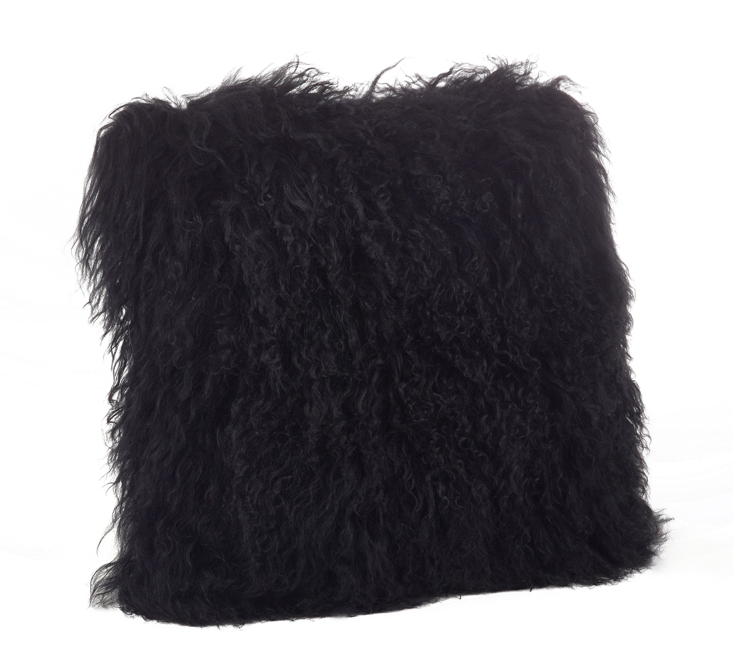 Fennco Styles Genuine Mongolian Lamb Fur Decorative Filled Throw Pillow - Soft Plush Wool Accent Pillow for Home, Couch, Living Room, Office and Holiday Décor