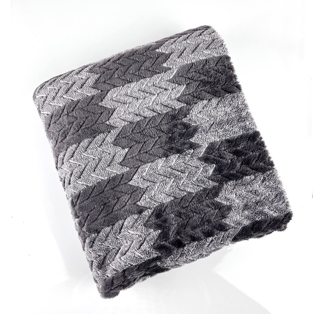 Fennco Styles Wheat Pattern Plush Extra Warm and Soft Throw Blanket 59" W x 79" L - Grey Flannel Fleece Large Blanket for Couch, Bedroom, Living Room Décor