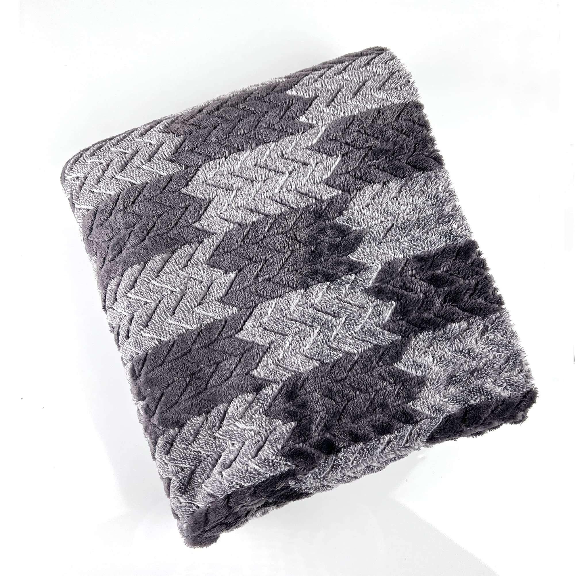 Fennco Styles Wheat Pattern Plush Extra Warm and Soft Throw Blanket 59" W x 79" L - Grey Flannel Fleece Large Blanket for Couch, Bedroom, Living Room Décor