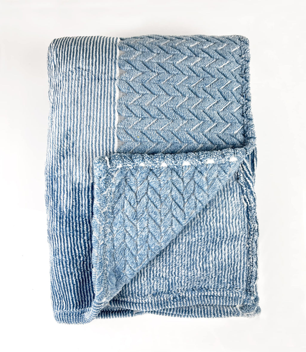 Fennco Styles Wheat Pattern Plush Extra Warm and Soft Throw Blanket 59" W x 79" L - Grey Flannel Fleece Large Blanket for Couch, Bedroom, Living Room Décor