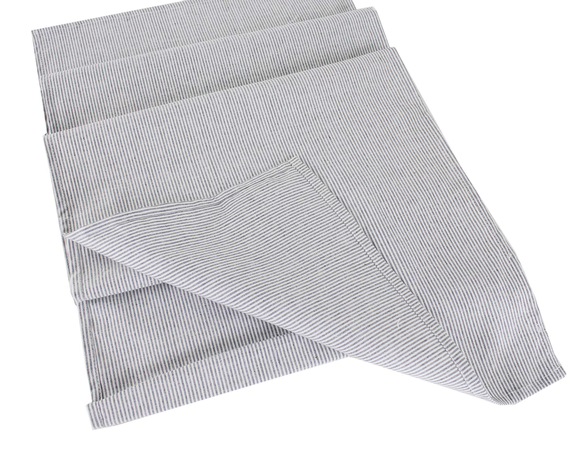 Fennco Styles Farmhouse Neutral Striped 100% Pure Cotton Tablecloth - Yellow Tablecloth for Everyday Use, Banquets, Family Gathering, Special Events and Home Décor