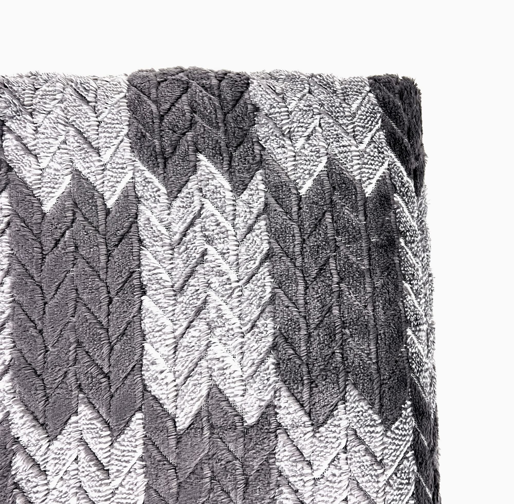 Fennco Styles Wheat Pattern Plush Extra Warm and Soft Throw Blanket 59" W x 79" L - Grey Flannel Fleece Large Blanket for Couch, Bedroom, Living Room Décor