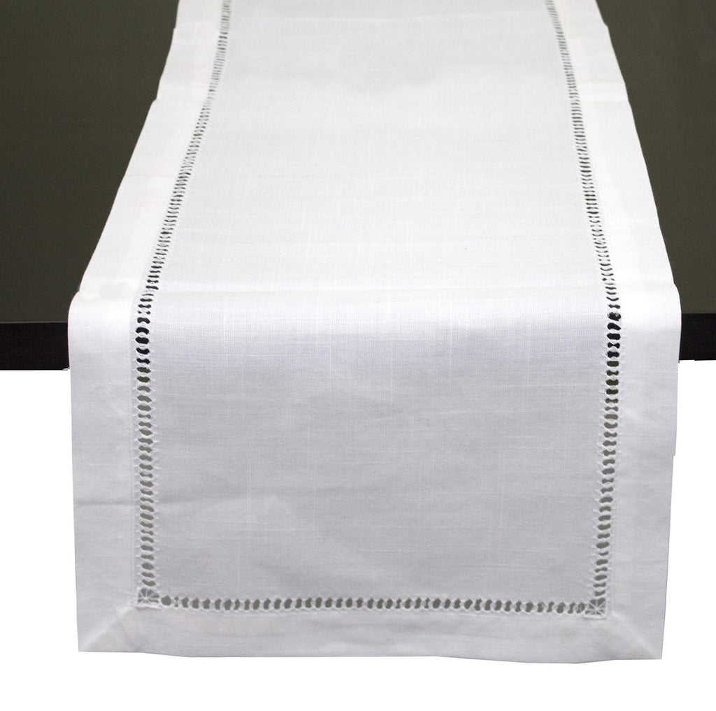 Fennco Styles Classic Solid Color Hemstitched Border Tablecloth for Dining Table, Dinner Parties, Wedding, Machine Washable,