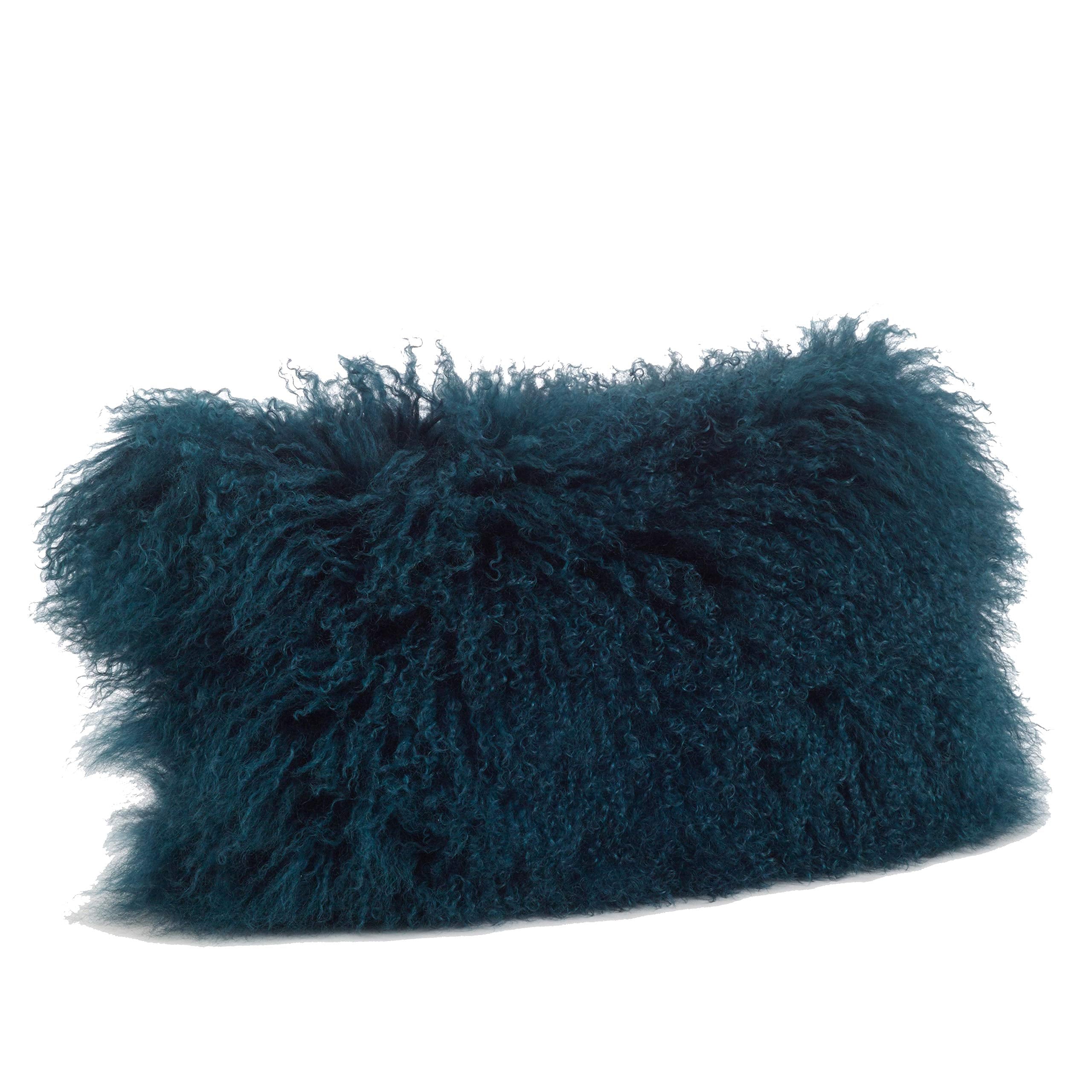 Fennco Styles Genuine Mongolian Lamb Fur Decorative Filled Throw Pillow - Soft Plush Wool Accent Pillow for Home, Couch, Living Room, Office and Holiday Décor