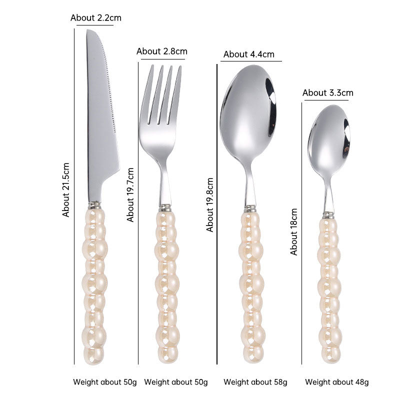 Pearl Ceramic Handle Flatware Set