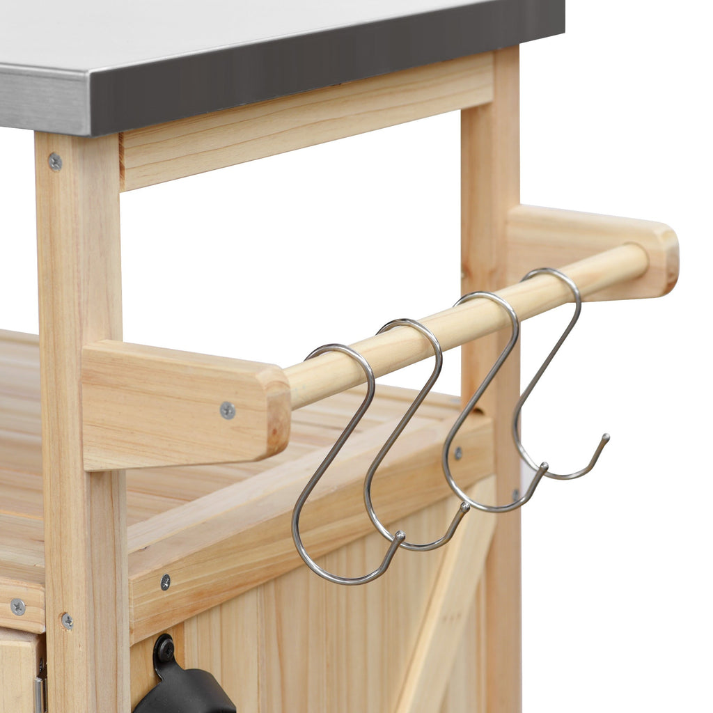 K&K Outdoor Kitchen Island, Rolling Bar Cart & Storage Cabinet