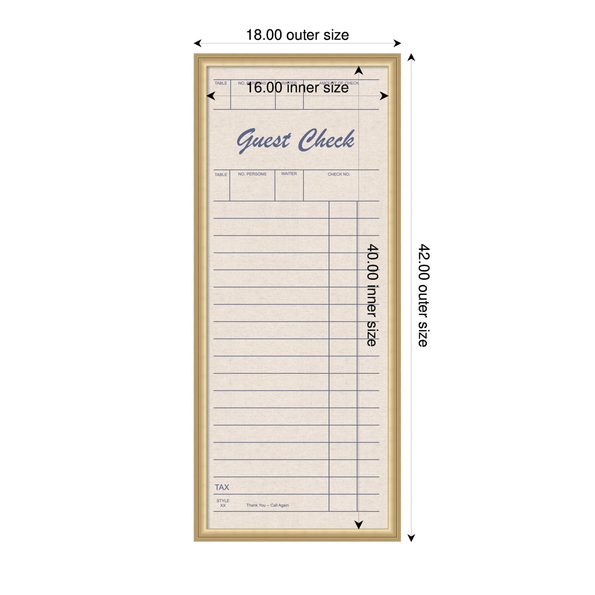 Framed Fabric Pinboard Linen Guest Check Wall Organization