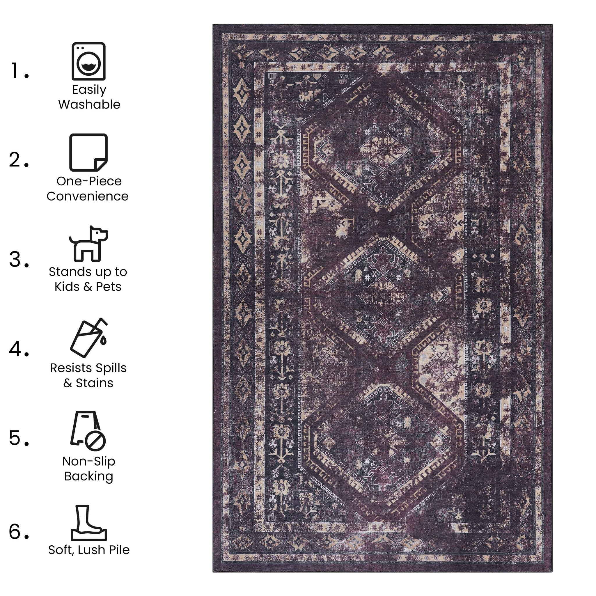Maval Washable Area Rug