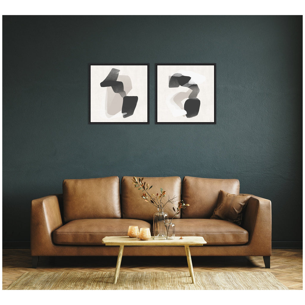 Abstract Neutral 01 & 02 2 Piece Framed Canvas Wall Art Set by Gabrielly Guedes