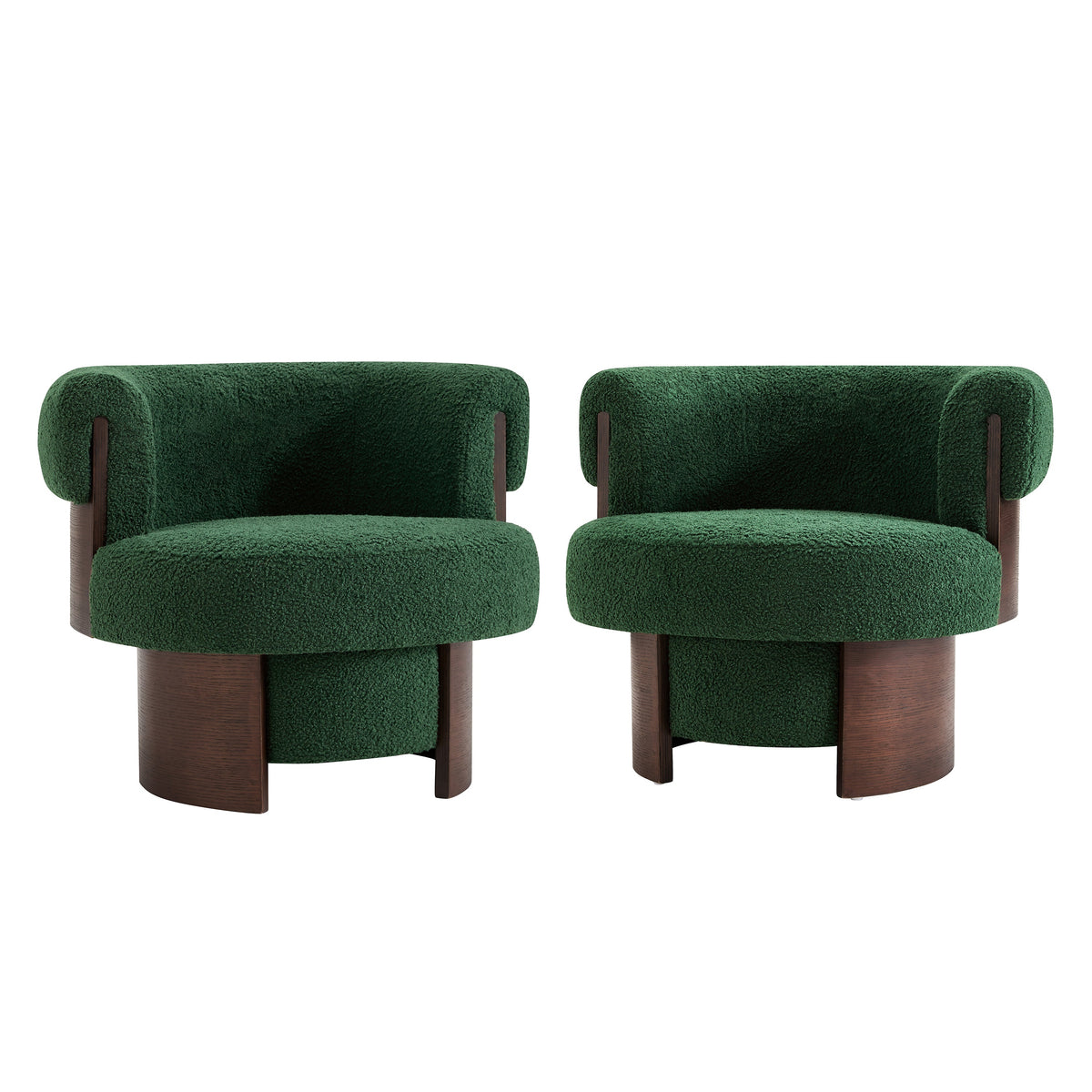 Modern 32" Wide Curved Sculptural Swivel Barrel Chairs - Set of 2