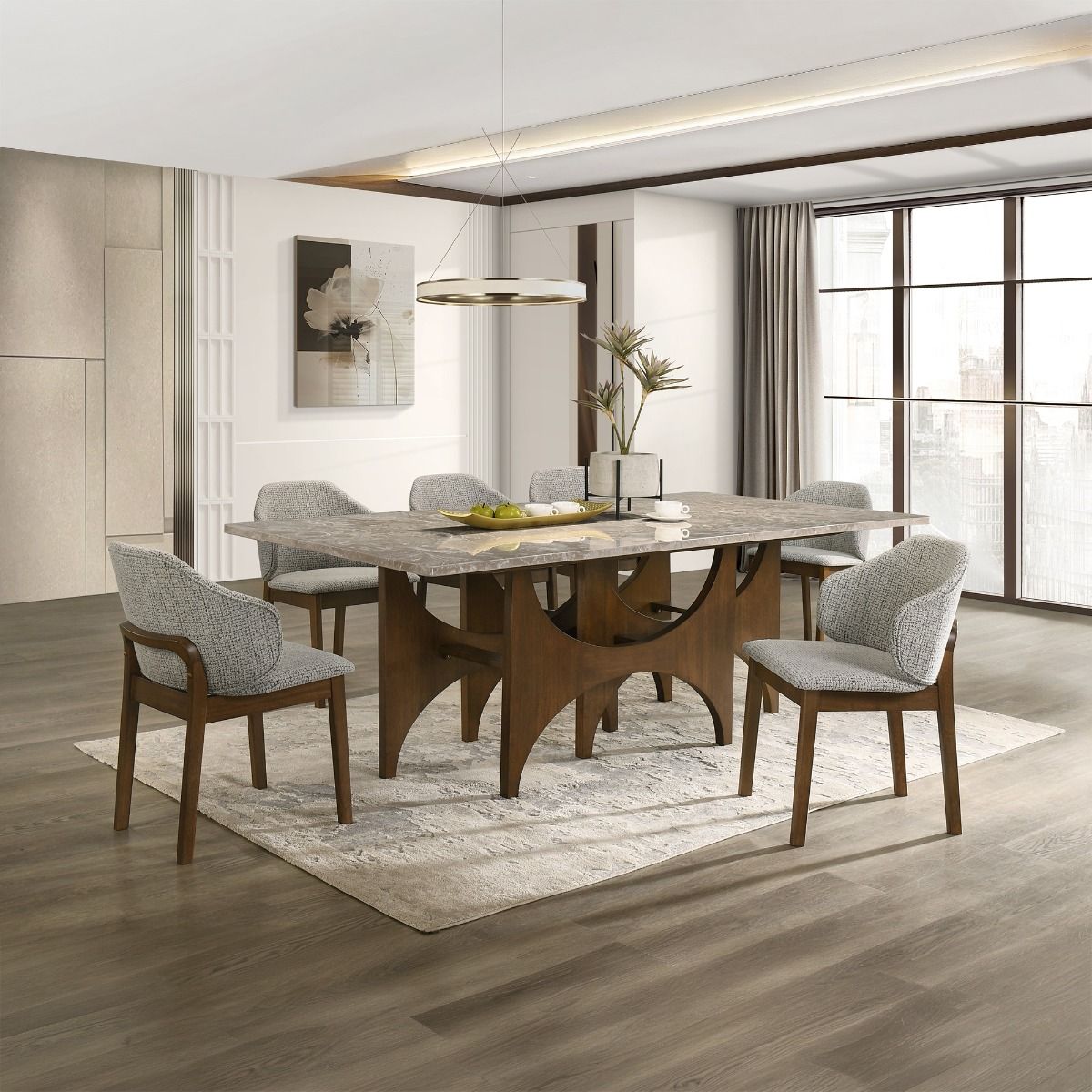 Oleia - Side Chair (Set of 2) - Chenille & Walnut