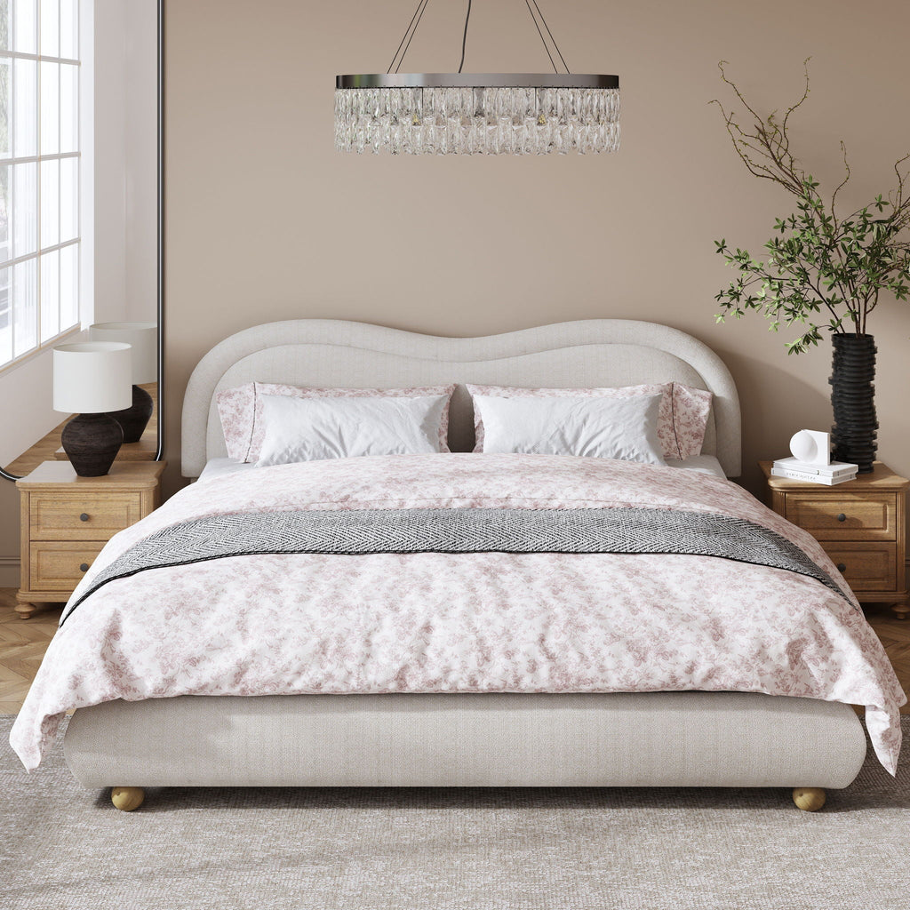 Upholstered Platform Bed Frame With Curved Headboard
