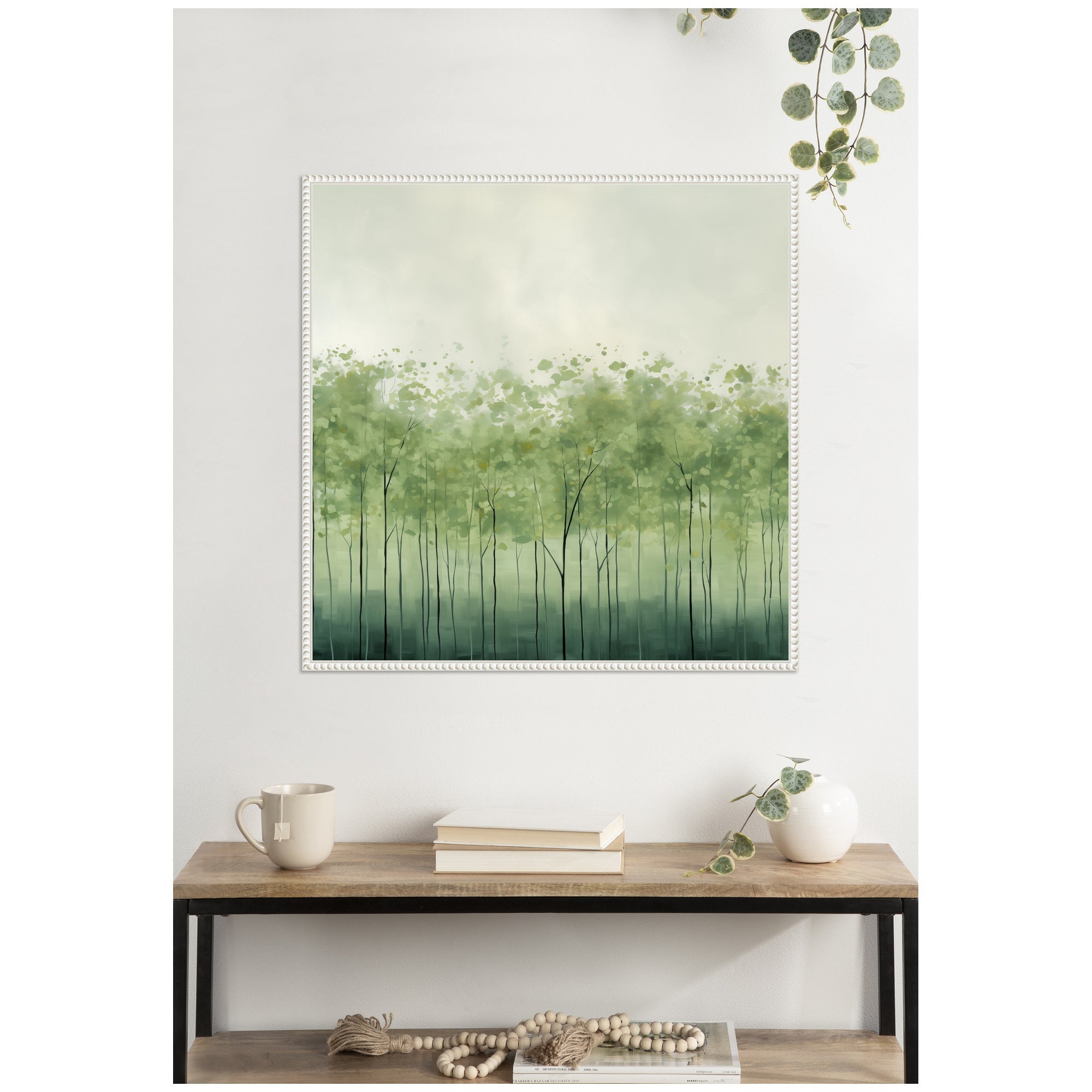 Abstract Green Trees by The Creative Bunch Studio Framed Canvas Wall Art Print
