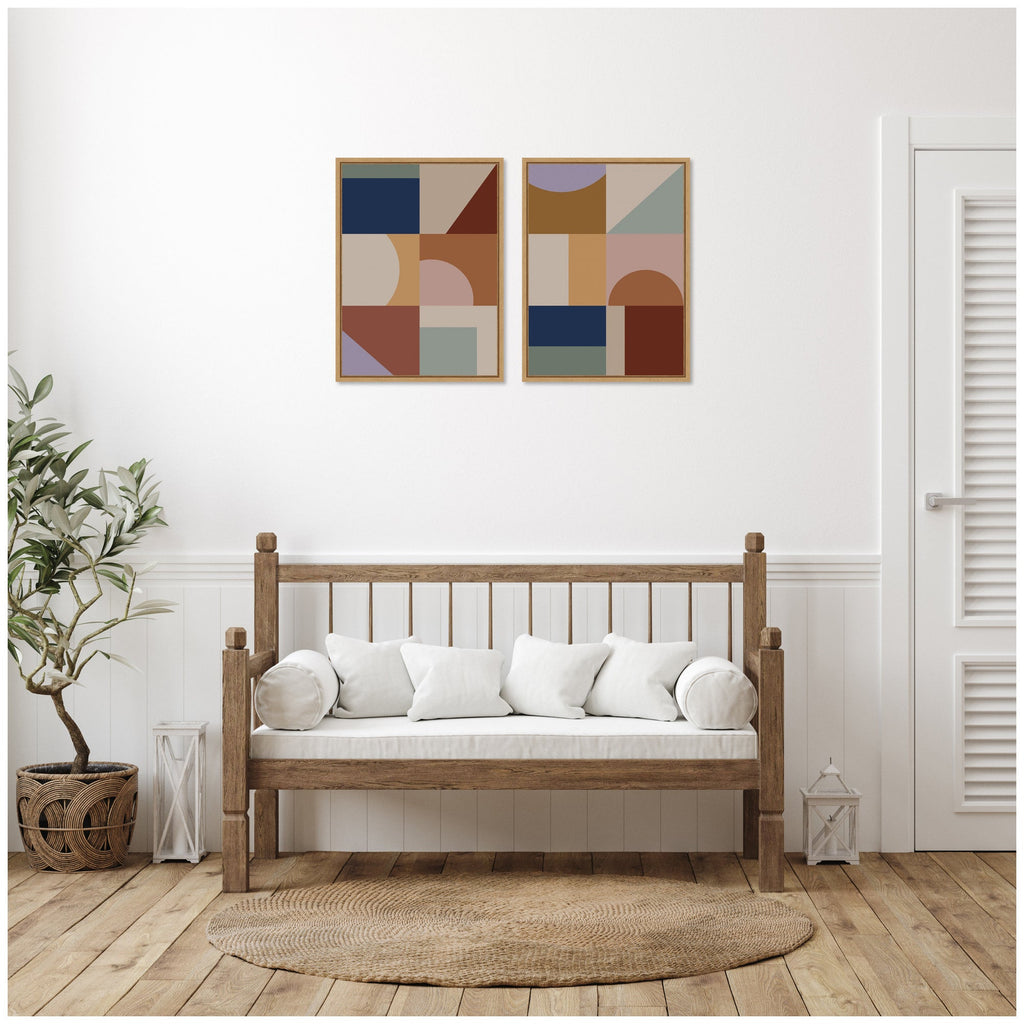 Modern Bohemian Pattern 2 Piece Framed Canvas Wall Art Set by The Creative Bunch Studio