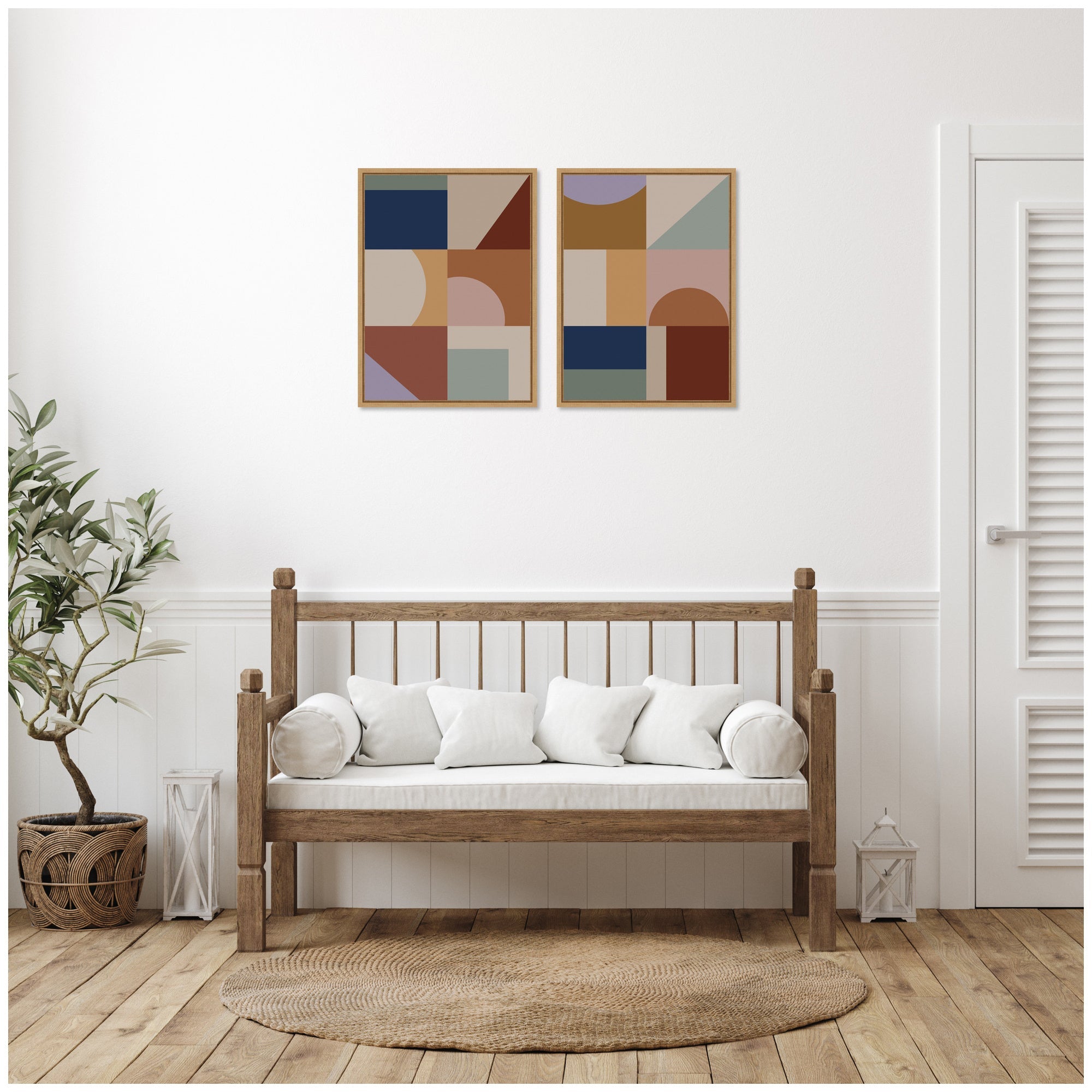 Modern Bohemian Pattern 2 Piece Framed Canvas Wall Art Set by The Creative Bunch Studio
