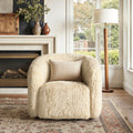 Colt Faux-Fur Swivel Barrel Chair — Cream