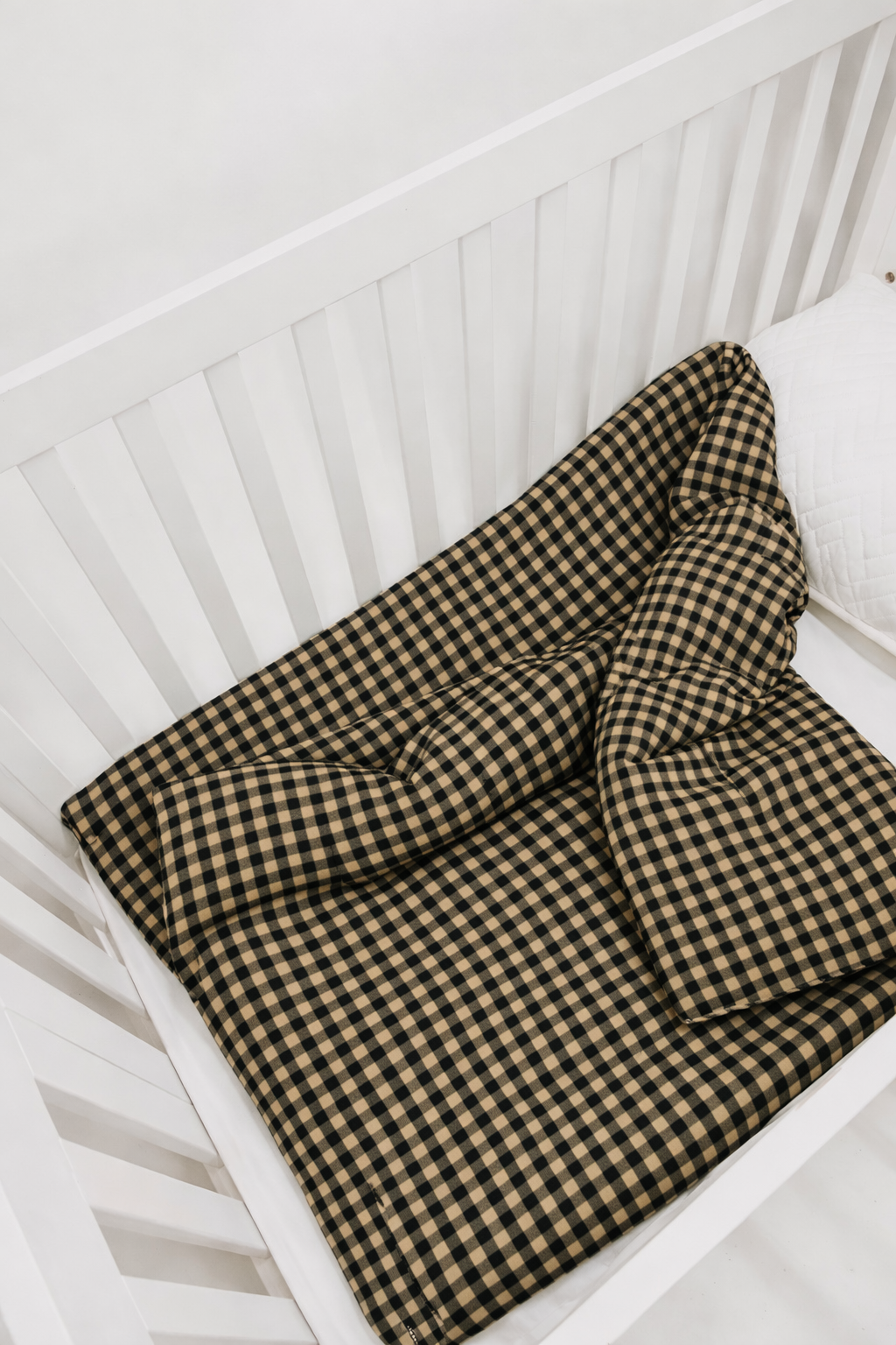 Brown Black Gingham Crib Quilted Blanket