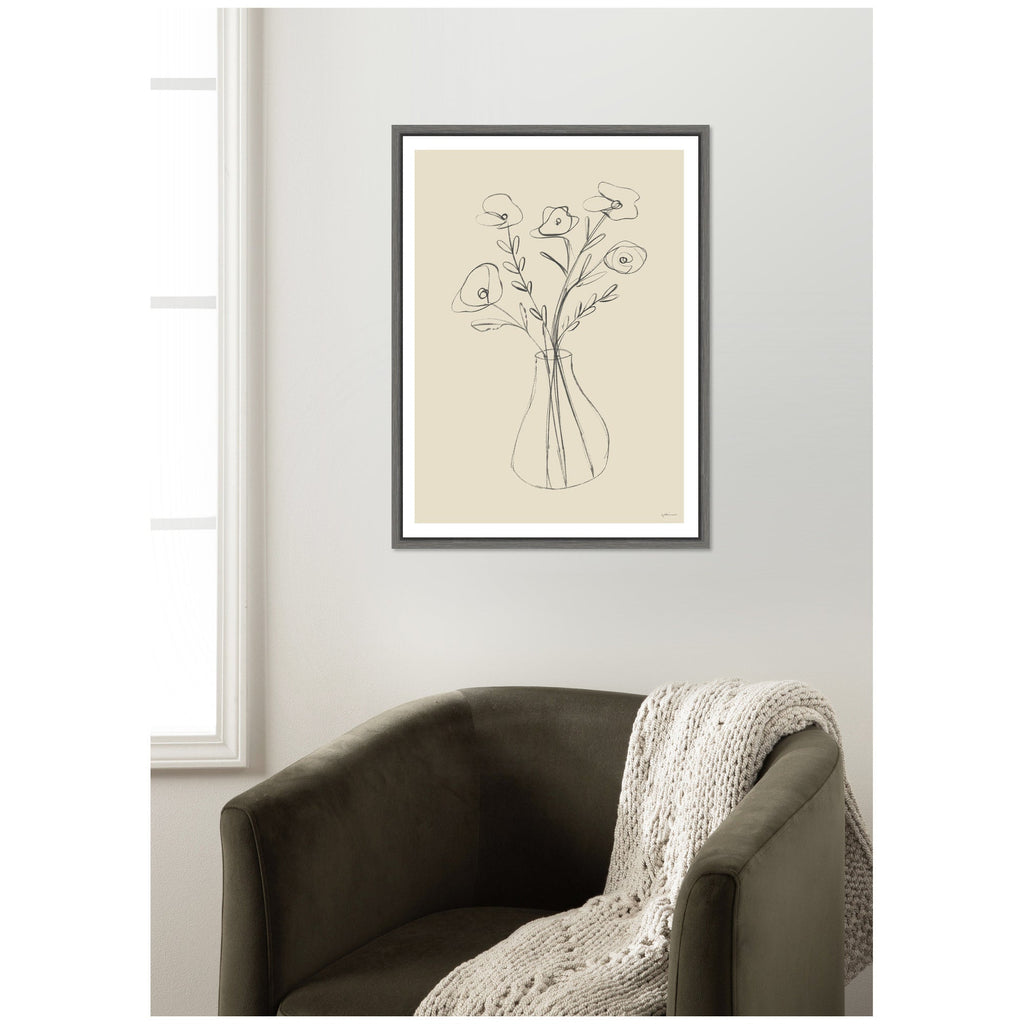 Floral Vase by Gabrielly Guedes Framed Canvas Wall Art Print