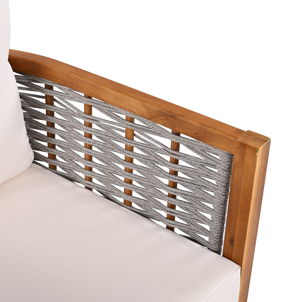 Woven Rope Outdoor Lounge Set — Beige, 4 Seats