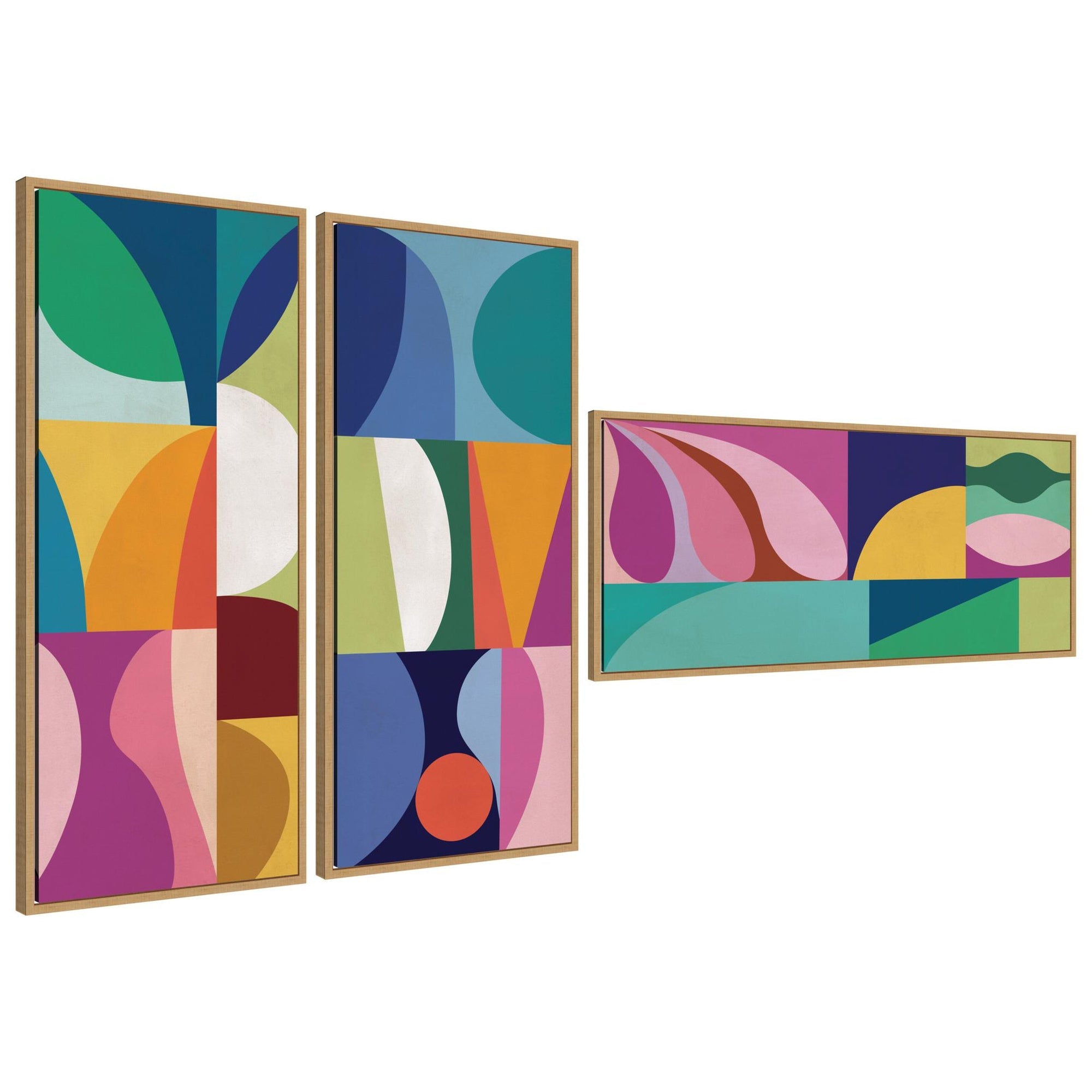 Abstract Panels 3 Piece Framed Canvas Wall Art Set by Rachel Lee