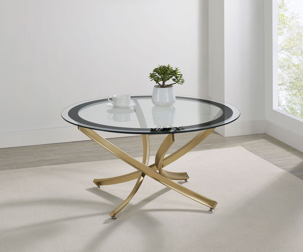 Sculptural Glass Coffee Table — Brass