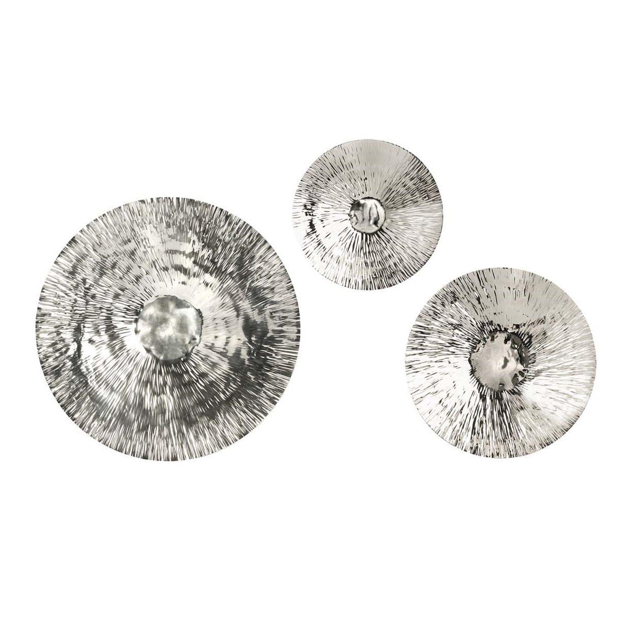 Textured Silver Disc Wall Décor — Set of 3