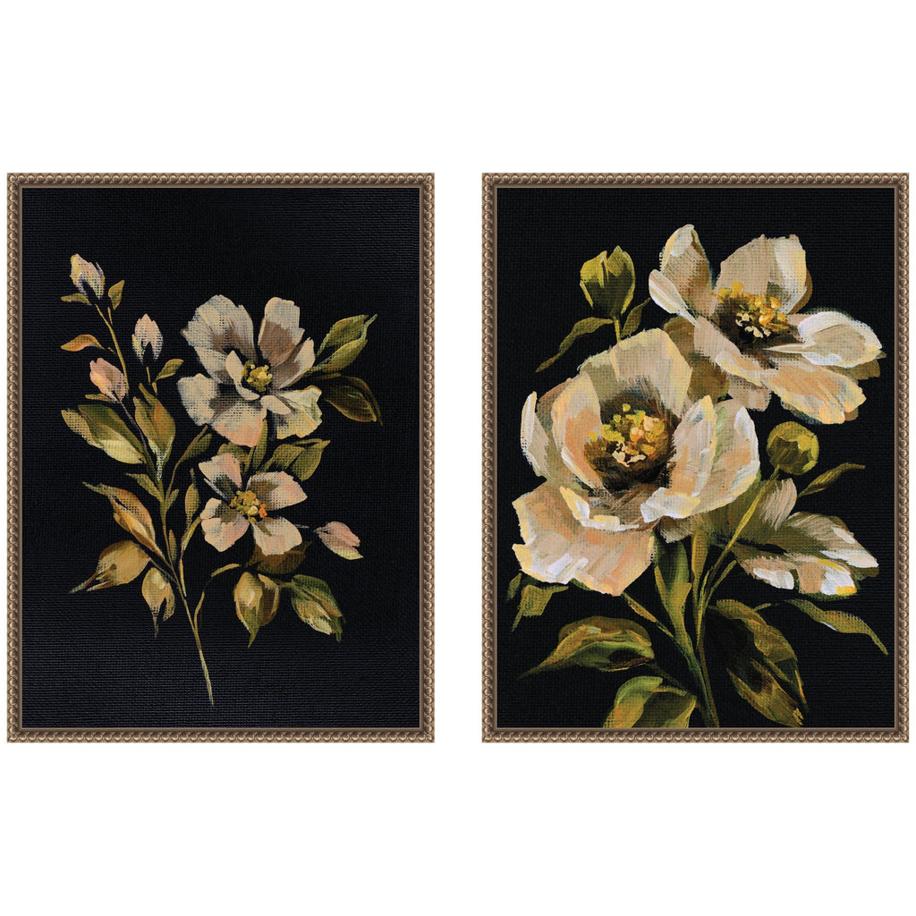 Sylvie Beaded Moody Floral 7 and 8 Framed Canvas Art Set by Annie Quigley
