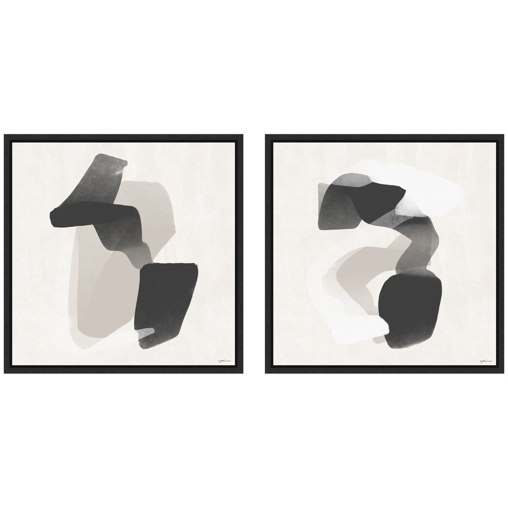 Abstract Neutral 01 & 02 2 Piece Framed Canvas Wall Art Set by Gabrielly Guedes