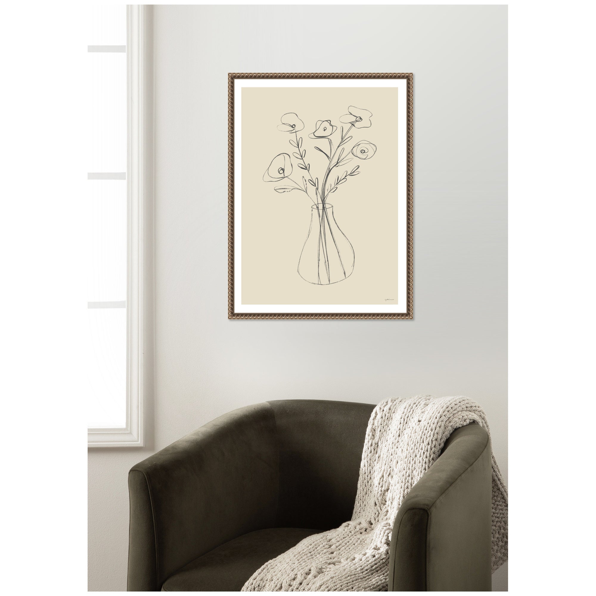 Floral Vase by Gabrielly Guedes Framed Canvas Wall Art Print