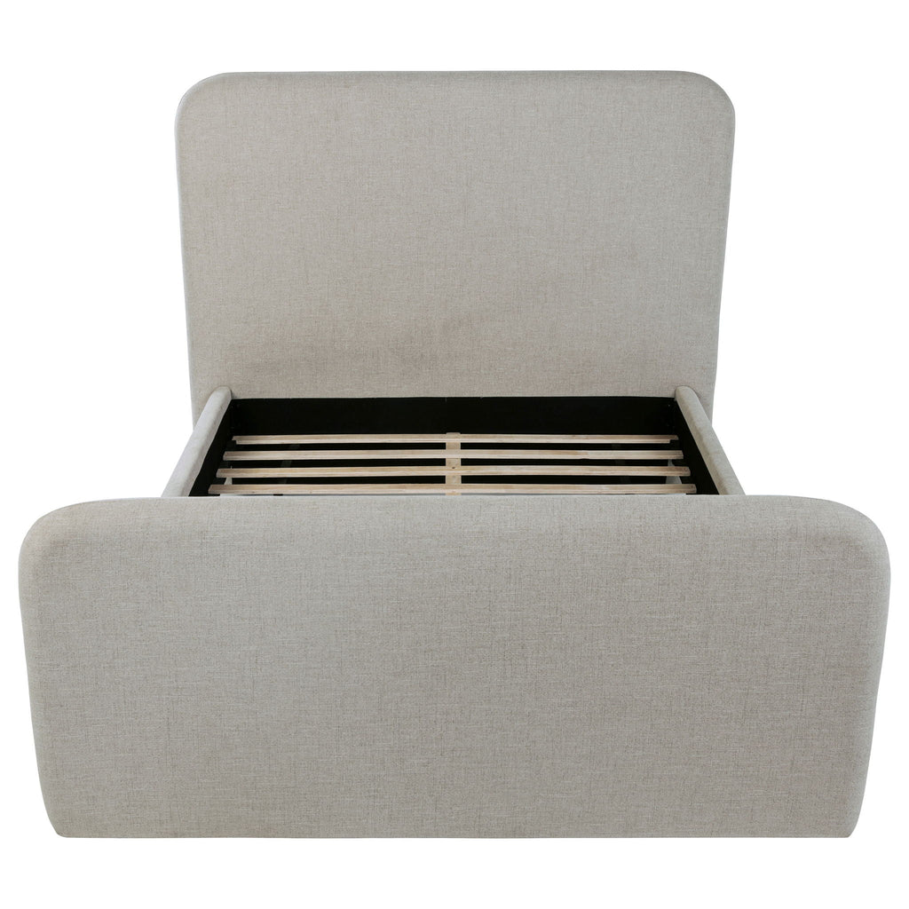 Wren Upholstered Panel Bed — Queen / Grey