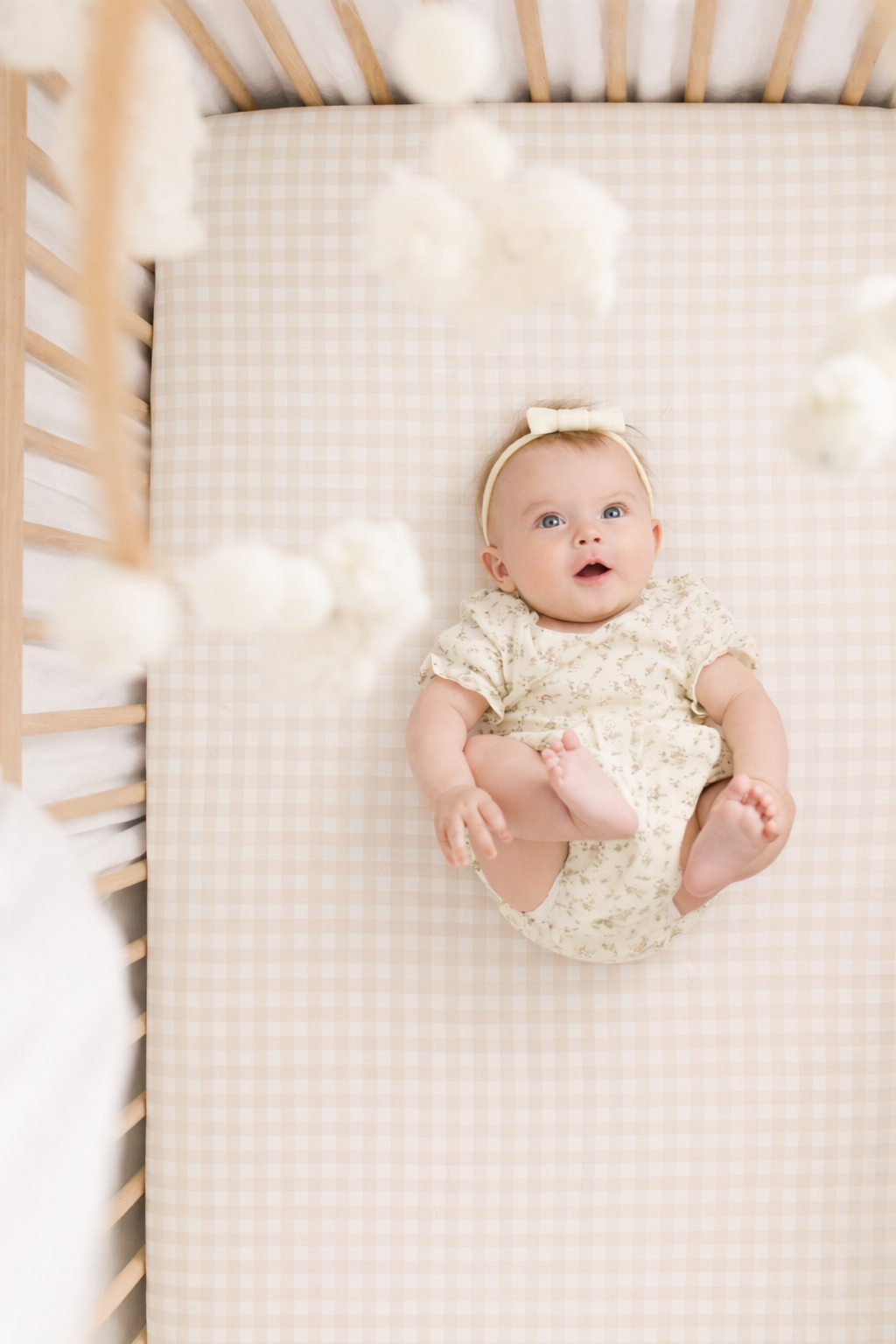 Beige Gingham Crib Sheet