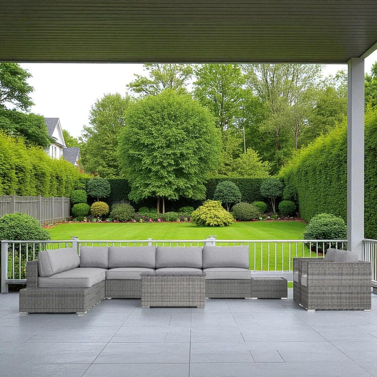 All-Weather Wicker Sectional Seating Group with Cushions