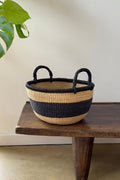 Plump and Pleasing Everything Basket - Natural w/ Black Stripes