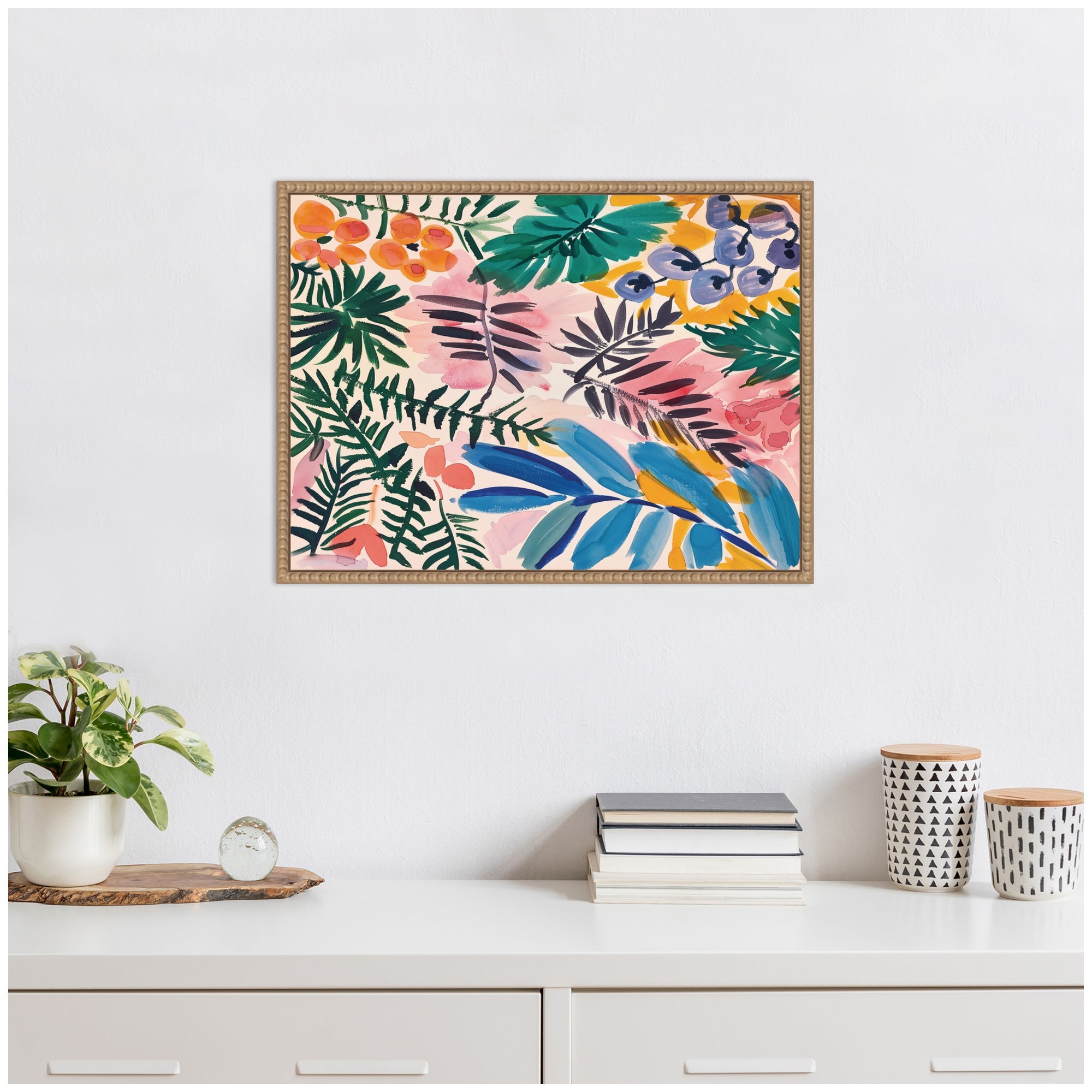 Sylvie Jungle Botanical Framed Canvas by Amy Lighthall