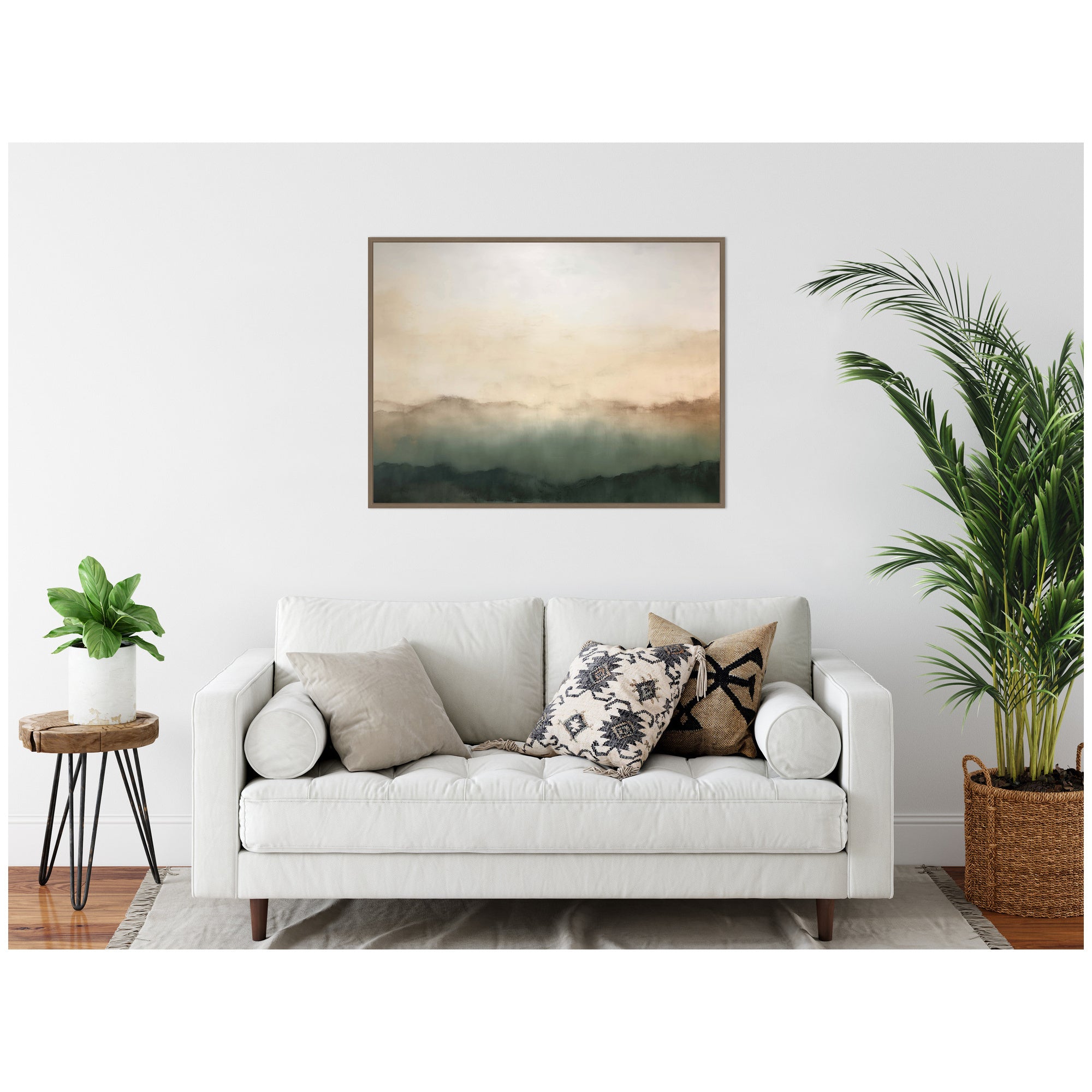 Sylvie Green Mountain Abstract I Horizontal Framed Canvas by Amy Lighthall