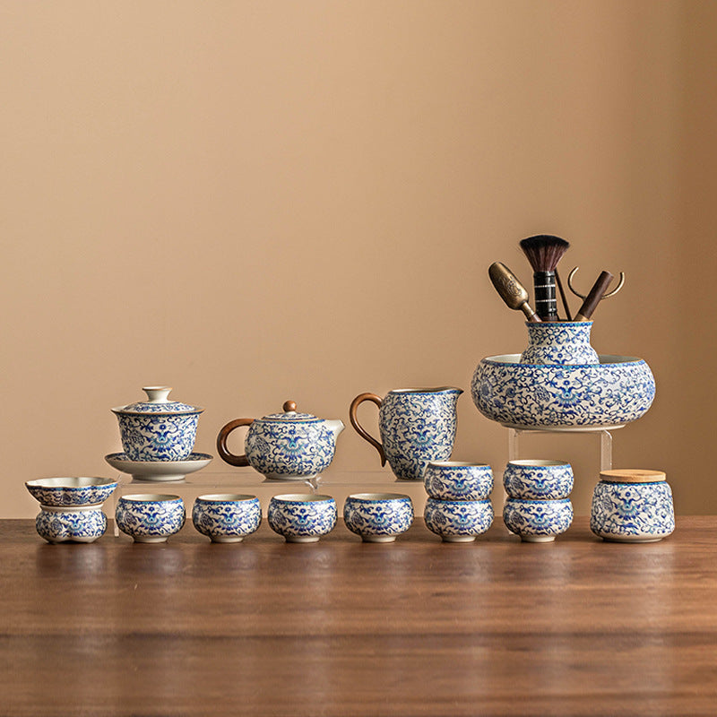 Blue & White Lotus Tea Service